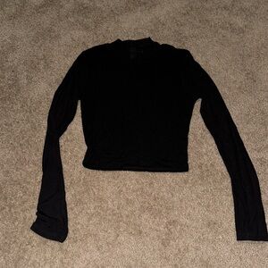 Mesh Sleeves and Collar Black Top